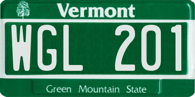 VT license plate WGL201