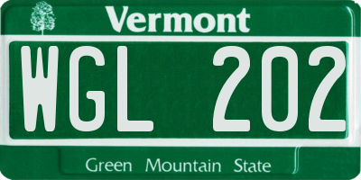 VT license plate WGL202