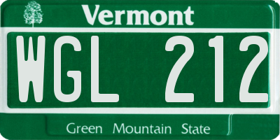 VT license plate WGL212