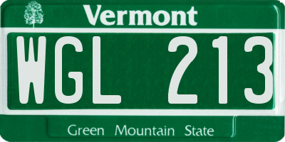 VT license plate WGL213