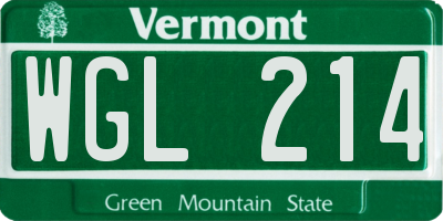 VT license plate WGL214