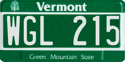 VT license plate WGL215