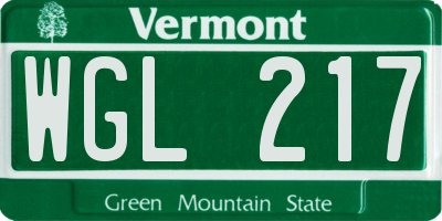 VT license plate WGL217