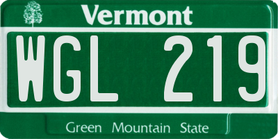 VT license plate WGL219