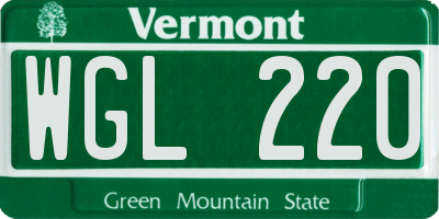 VT license plate WGL220