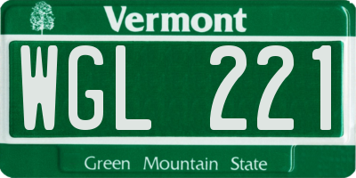 VT license plate WGL221