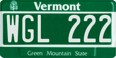 VT license plate WGL222