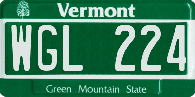 VT license plate WGL224