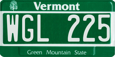 VT license plate WGL225