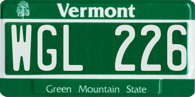 VT license plate WGL226