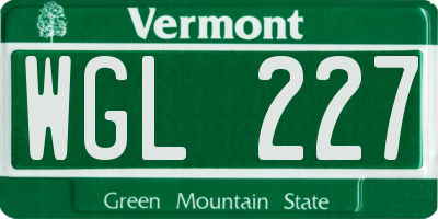 VT license plate WGL227