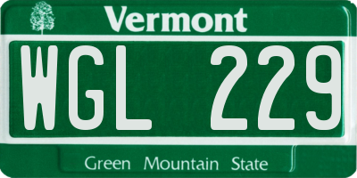 VT license plate WGL229