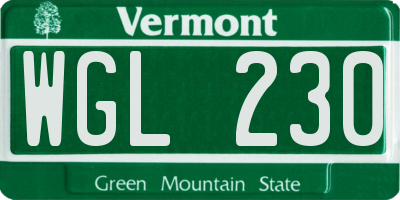 VT license plate WGL230