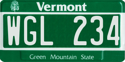VT license plate WGL234