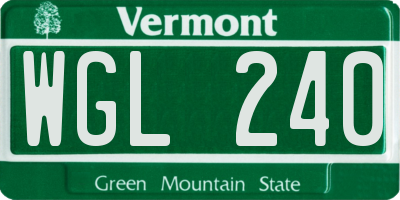 VT license plate WGL240
