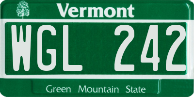 VT license plate WGL242