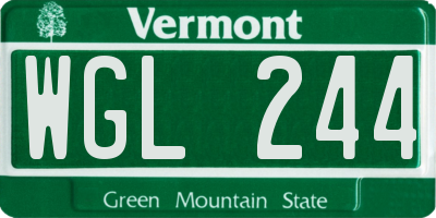 VT license plate WGL244