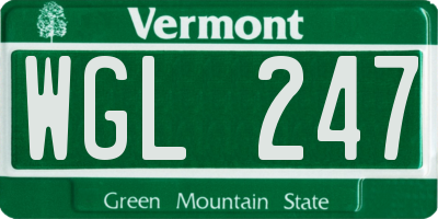 VT license plate WGL247