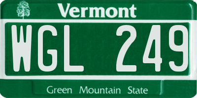 VT license plate WGL249