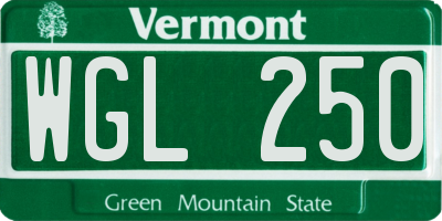 VT license plate WGL250