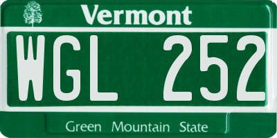 VT license plate WGL252
