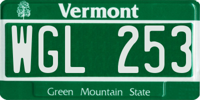 VT license plate WGL253
