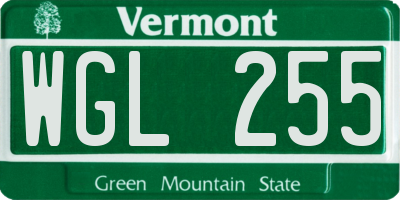 VT license plate WGL255