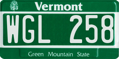 VT license plate WGL258