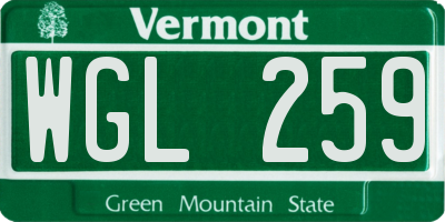 VT license plate WGL259