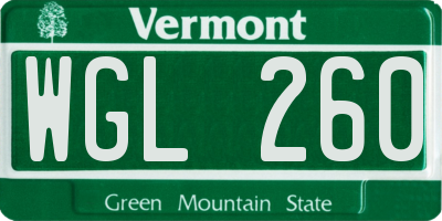 VT license plate WGL260