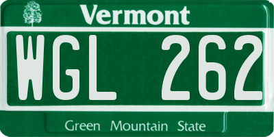 VT license plate WGL262