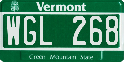 VT license plate WGL268