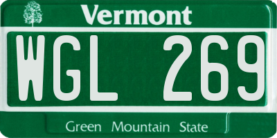 VT license plate WGL269