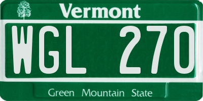 VT license plate WGL270