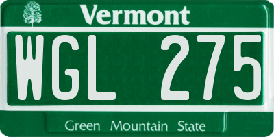 VT license plate WGL275