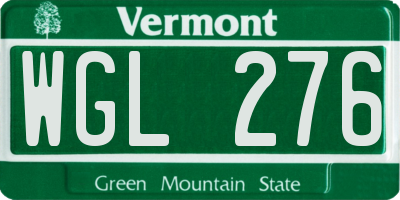 VT license plate WGL276