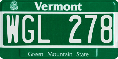 VT license plate WGL278