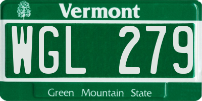 VT license plate WGL279