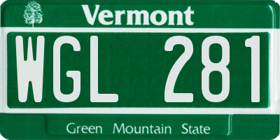 VT license plate WGL281