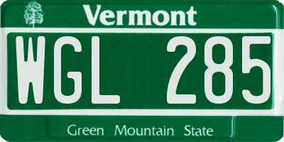 VT license plate WGL285