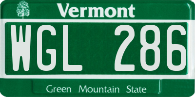 VT license plate WGL286