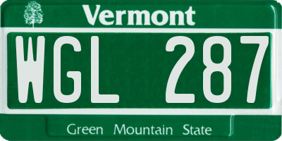 VT license plate WGL287