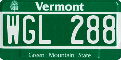 VT license plate WGL288