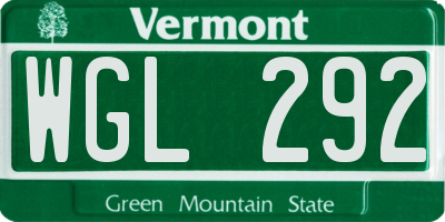 VT license plate WGL292