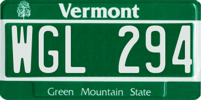 VT license plate WGL294