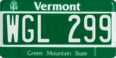 VT license plate WGL299