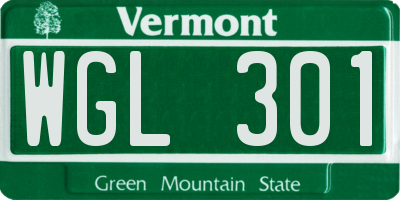 VT license plate WGL301