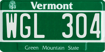 VT license plate WGL304