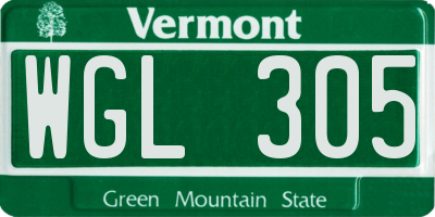VT license plate WGL305