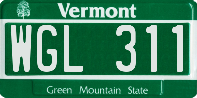 VT license plate WGL311